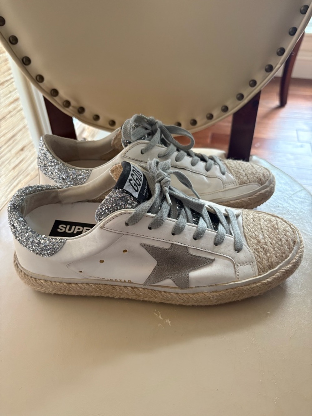 Golden Goose White & Silver Star Espadrille purchased from London GGDB store.